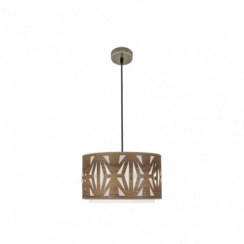 Distribuidor - Lâmpadas Diversas | Colgantes Moderno | COLGANTE KATERINA 1XE27 CUERO/MADERA OSCURA REGX40X40 CM Ref: 177994084